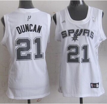 Women's Spurs #21 Tim Duncani White Fashion Stitched NBA Jersey