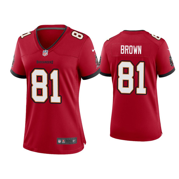 Women's Tampa Bay Buccaneers #81 Antonio Brown Red 2021 Limited Stitched Jersey(Run Small) Women's Tampa Bay Buccaneers #81 Antonio Brown Red 2021 Limited Stitched Jersey(Run Small)