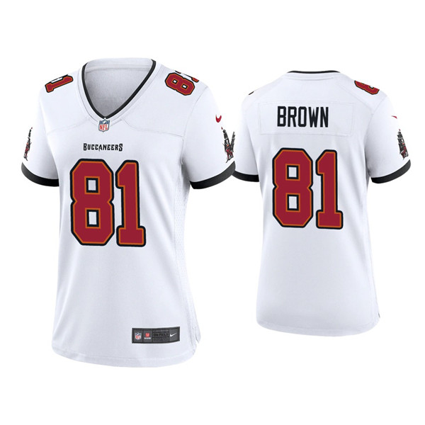 Women's Tampa Bay Buccaneers #81 Antonio Brown White 2021 Limited Stitched Jersey(Run Small) Women's Tampa Bay Buccaneers #81 Antonio Brown White 2021 Limited Stitched Jersey(Run Small)