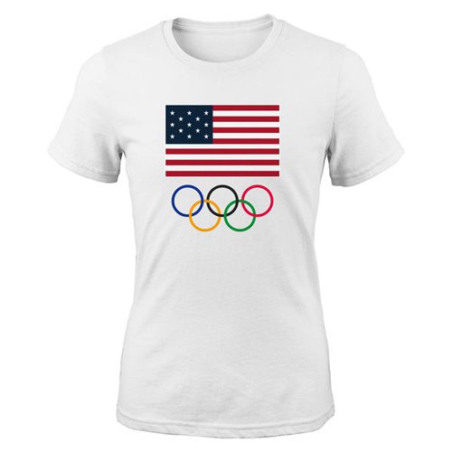 Women's Team USA 2016 Olympics Flags & Rings T-Shirt White Women's Team USA 2016 Olympics Flags & Rings T-Shirt White