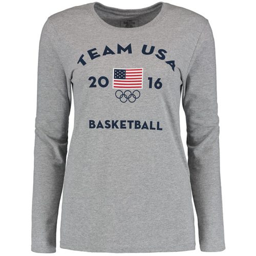 Women's Team USA Basketball Long Sleeves Very Official National Governing Bodies T-Shirt Gray Women's Team USA Basketball Long Sleeves Very Official National Governing Bodies T-Shirt Gray