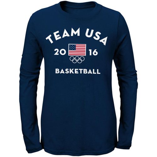 Women's Team USA Basketball Long Sleeves Very Official National Governing Bodies T-Shirt Navy Women's Team USA Basketball Long Sleeves Very Official National Governing Bodies T-Shirt Navy