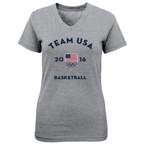 Women's Team USA Basketball Very Official National Governing Body V-Neck T-Shirt Gray Women's Team USA Basketball Very Official National Governing Body V-Neck T-Shirt Gray