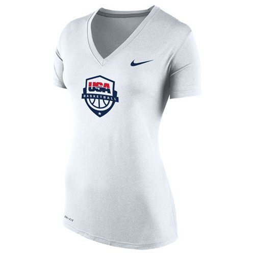 Women's Team USA Nike Basketball Performance V-Neck T-Shirt White Women's Team USA Nike Basketball Performance V-Neck T-Shirt White