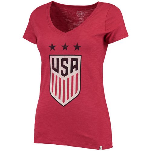 Women's Team USA Soccer '47 Three Stars Scrum V-Neck T-Shirt Red Women's Team USA Soccer '47 Three Stars Scrum V-Neck T-Shirt Red