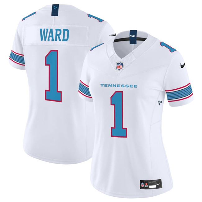 Women's Tennessee Titans #1 Cameron Ward White 2026 F.U.S.E. Vapor Limited Stitched Football Jersey(Run Small) Women's Tennessee Titans #1 Cameron Ward White 2026 F.U.S.E. Vapor Limited Stitched Football Jersey(Run Small)