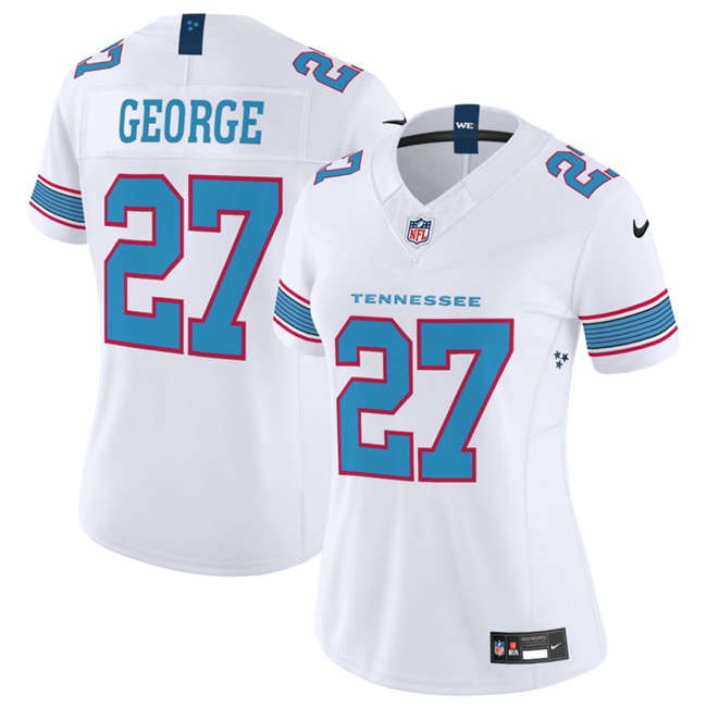 Women's Tennessee Titans #27 Eddie George White 2026 F.U.S.E. Vapor Limited Stitched Football Jersey(Run Small) Women's Tennessee Titans #27 Eddie George White 2026 F.U.S.E. Vapor Limited Stitched Football Jersey(Run Small)