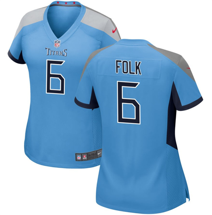 Women's Tennessee Titans #6 Nick Folk Light Blue Stitched Football Jersey(Run Small) Women's Tennessee Titans #6 Nick Folk Light Blue Stitched Football Jersey(Run Small)