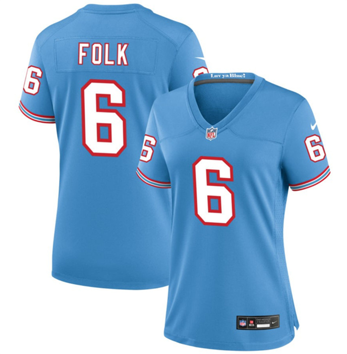 Women's Tennessee Titans #6 Nick Folk Light Blue Throwback Stitched Football Jersey(Run Small) Women's Tennessee Titans #6 Nick Folk Light Blue Throwback Stitched Football Jersey(Run Small)