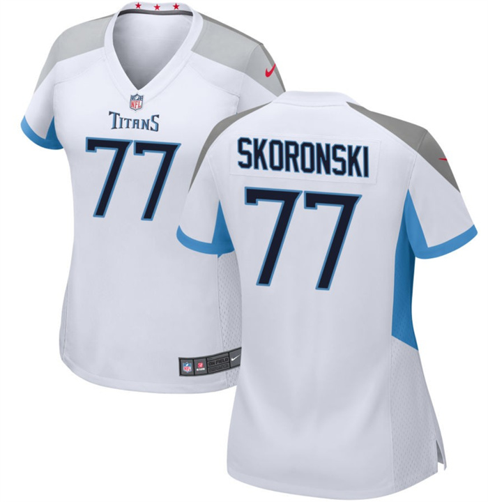 Women's Tennessee Titans #77 Peter Skoronski White 2023 Draft Stitched Game Jersey(Run Small) Women's Tennessee Titans #77 Peter Skoronski White 2023 Draft Stitched Game Jersey(Run Small)