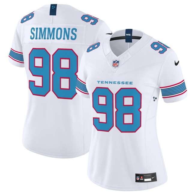 Women's Tennessee Titans #98 Cameron Ward White 2026 F.U.S.E. Vapor Limited Stitched Football Jersey(Run Small) Women's Tennessee Titans #98 Cameron Ward White 2026 F.U.S.E. Vapor Limited Stitched Football Jersey(Run Small)