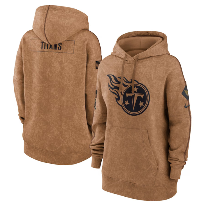 Women's Tennessee Titans 2023 Brown Salute To Service Pullover Hoodie(Run Small) Women's Tennessee Titans 2023 Brown Salute To Service Pullover Hoodie(Run Small)