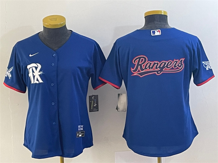 Women's Texas Rangers Royal 2023 City Connect With Patch Stitched Baseball Jersey(Run Small) Women's Texas Rangers Royal 2023 City Connect With Patch Stitched Baseball Jersey(Run Small)