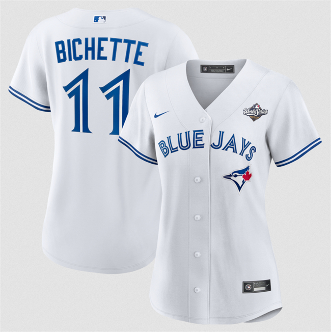 Women's Toronto Blue Jays #11 Bo Bichette White 2025 World Series Home Cool Base Stitched Baseball Jersey(Run Small) Women's Toronto Blue Jays #11 Bo Bichette White 2025 World Series Home Cool Base Stitched Baseball Jersey(Run Small)