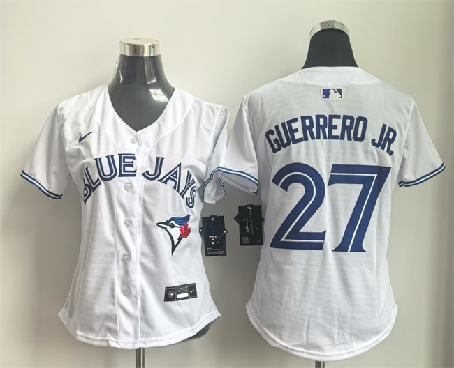 Women's Toronto Blue Jays #27 Vladimir Guerrero Jr. White Limited Stitched Baseball Jersey(Run Small) Women's Toronto Blue Jays #27 Vladimir Guerrero Jr. White Limited Stitched Baseball Jersey(Run Small)
