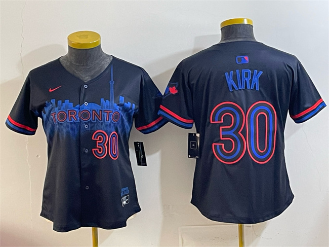 Women's Toronto Blue Jays #30 Alejandro Kirk Navy 2024 City Connect Limited Stitched Baseball Jersey(Run Small) Women's Toronto Blue Jays #30 Alejandro Kirk Navy 2024 City Connect Limited Stitched Baseball Jersey(Run Small)