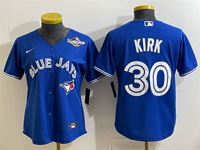 Women's Toronto Blue Jays #30 Alejandro Kirk Royal 2025 World Series Cool Base Stitched Baseball Jersey(Run Small) Women's Toronto Blue Jays #30 Alejandro Kirk Royal 2025 World Series Cool Base Stitched Baseball Jersey(Run Small)