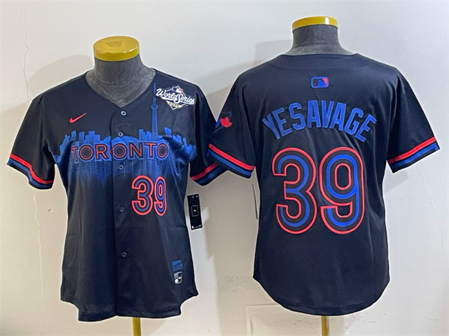 Women's Toronto Blue Jays #39 Trey Yesavage Navy 2025 World Series City Connect Limited Stitched Baseball Jersey(Run Small) Women's Toronto Blue Jays #39 Trey Yesavage Navy 2025 World Series City Connect Limited Stitched Baseball Jersey(Run Small)