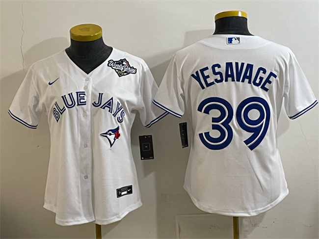 Women's Toronto Blue Jays #39 Trey Yesavage White 2025 World Series Home Cool Base Stitched Baseball Jersey(Run Small) Women's Toronto Blue Jays #39 Trey Yesavage White 2025 World Series Home Cool Base Stitched Baseball Jersey(Run Small)