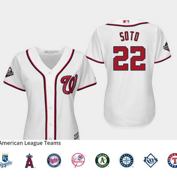 Women's Washington Nationals #22 Juan Soto White 2019 World Series Bound Cool Base Jersey Women's Washington Nationals #22 Juan Soto White 2019 World Series Bound Cool Base Jersey