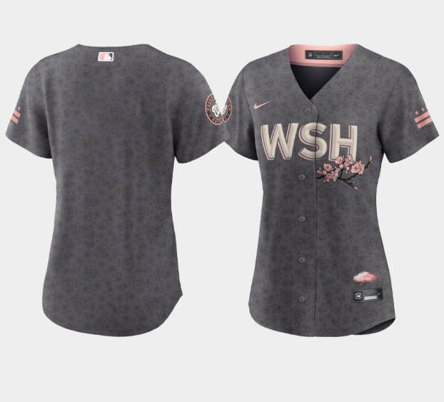 Women's Washington Nationals Blank 2022 Grey City Connect Cherry Blossom Stitched Jersey(Run Small) Women's Washington Nationals Blank 2022 Grey City Connect Cherry Blossom Stitched Jersey(Run Small)