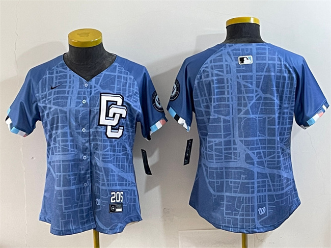 Women's Washington Nationals Blank Blue 2025 City Connect Limited Stitched Baseball Jersey(Run Small) Women's Washington Nationals Blank Blue 2025 City Connect Limited Stitched Baseball Jersey(Run Small)