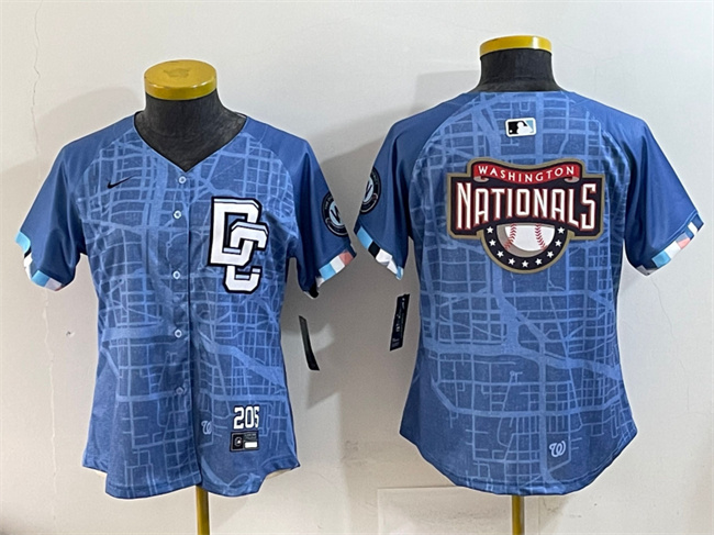 Women's Washington Nationals Team Big Logo Blue 2025 City Connect Limited Stitched Baseball Jersey(Run Small) Women's Washington Nationals Team Big Logo Blue 2025 City Connect Limited Stitched Baseball Jersey(Run Small)