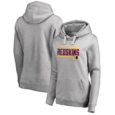 Women's Washington Redskins NFL Pro Line By Fanatics Branded Ash Iconic Collection On Side Stripe Pullover Hoodie