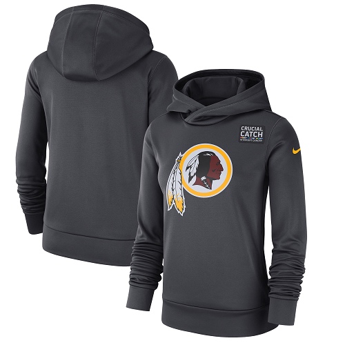 Women's Washington Redskins Nike Anthracite Crucial Catch Performance Pullover Hoodie