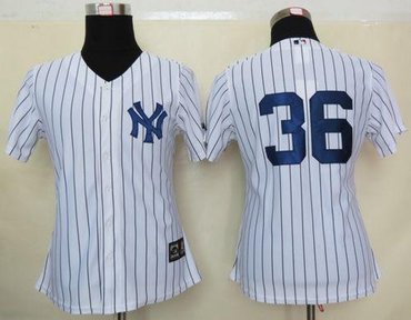 Women's Yankees #36 Carlos Beltran White(Black Strip) Home Baseball Jersey