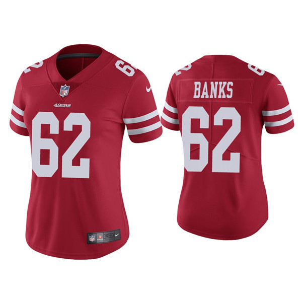 Women 49ers #62 Aaron Banks Red Jersey Vapor Limited Jersey Women 49ers #62 Aaron Banks Red Jersey Vapor Limited Jersey