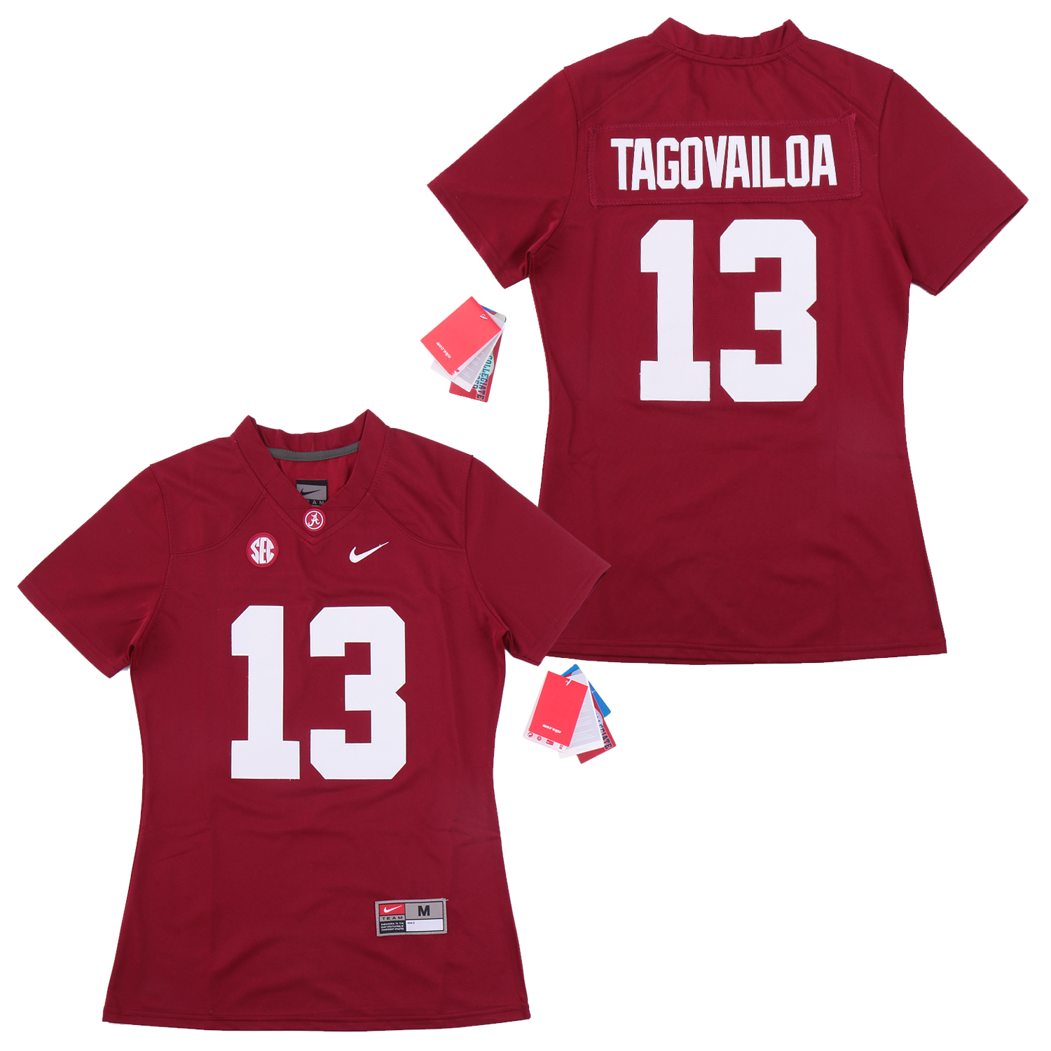 Women Alabama Crimson Tide 13 Tua Tagovailoa Red Women College Football Jersey