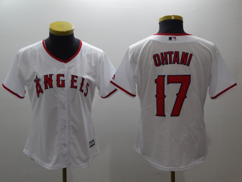 Women Angels 17 Shohei Ohtani White Women Cool Base Jersey
