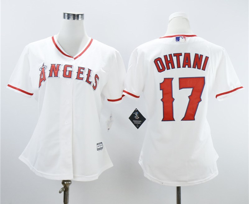 Women Angels 17 Shohei Ohtani White Women Cool Base Jersey