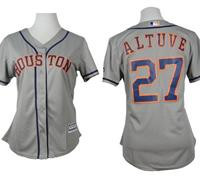 Women Astros #27 Jose Altuve Grey Road Stitched Baseball Jersey