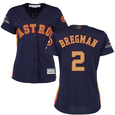 Women Astros 2 Alex Bregman Navy Women 2017 World Series Champions Cool Base Jersey