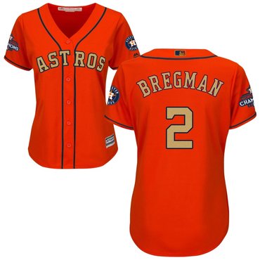 Women Astros 2 Alex Bregman Orange Women 2017 World Series Champions Cool Base Jersey