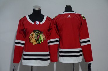 Women Blackhawks Blank Red Women Adidas Jersey