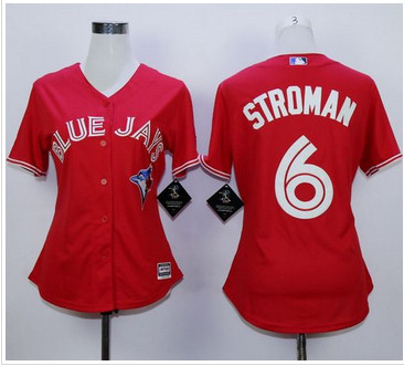Women Blue Jays #6 Marcus Stroman Red Canada Day Stitched MLB Jersey