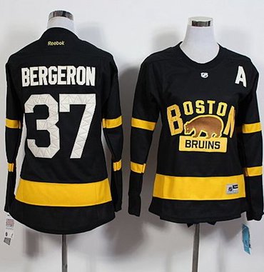 Women Boston Bruins #37 Patrice Bergeron Black 2016 Winter Classic Stitched NHL Jersey
