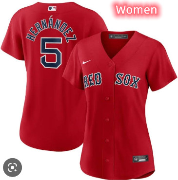 Women Boston Red Sox #5 Enrique Hernandez Red Jersey