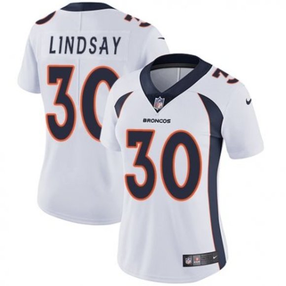Women Broncos #30 Phillip Lindsay White Jersey Women Broncos #30 Phillip Lindsay White Jersey