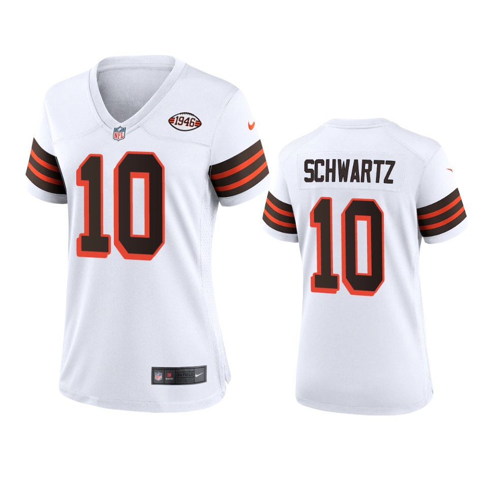 Women Browns #10 Anthony Schwartz Nike 1946 Collection Alternate Game Limited NFL Jersey - White Women Browns #10 Anthony Schwartz Nike 1946 Collection Alternate Game Limited NFL Jersey - White
