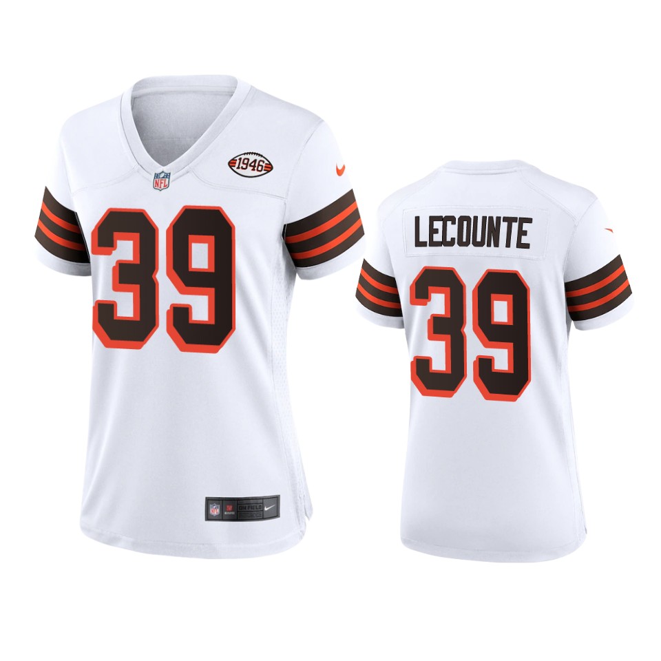 Women Browns #39 Richard Lecounte Nike 1946 Collection Alternate Game Limited NFL Jersey - White Women Browns #39 Richard Lecounte Nike 1946 Collection Alternate Game Limited NFL Jersey - White