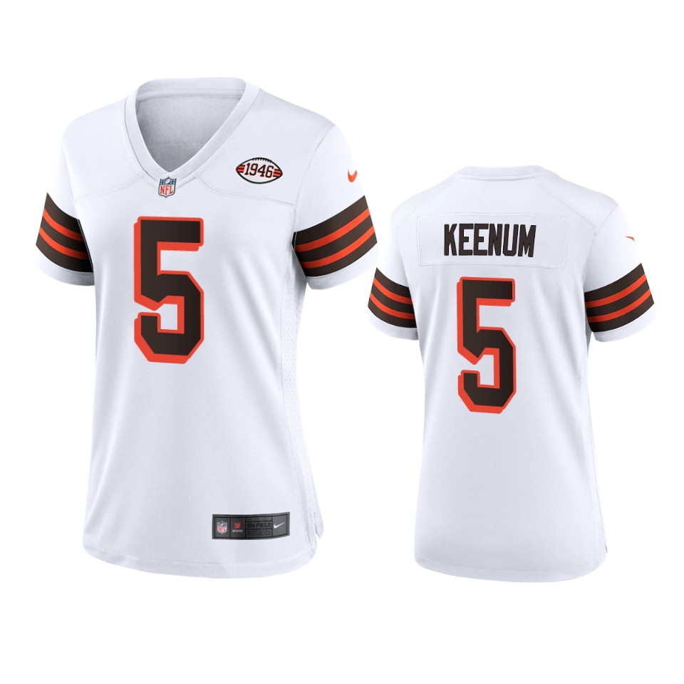 Women Browns #5 Case Keenum Nike 1946 Collection Alternate Game Limited NFL Jersey - White Women Browns #5 Case Keenum Nike 1946 Collection Alternate Game Limited NFL Jersey - White