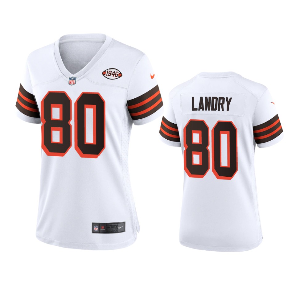 Women Browns #80 Jarvis Landry Nike 1946 Collection Alternate Game Limited NFL Jersey - White Women Browns #80 Jarvis Landry Nike 1946 Collection Alternate Game Limited NFL Jersey - White