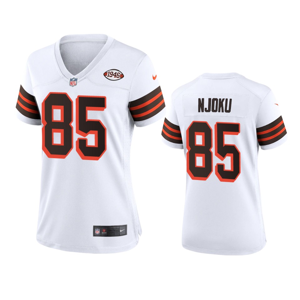 Women Browns #85 David Njoku Nike 1946 Collection Alternate Game Limited NFL Jersey - White Women Browns #85 David Njoku Nike 1946 Collection Alternate Game Limited NFL Jersey - White