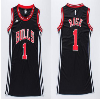 Women Bulls #1 Derrick Rose Black Dress Stitched NBA Jersey Women Bulls #1 Derrick Rose Black Dress Stitched NBA Jersey
