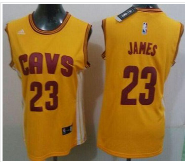 Women Cavaliers #23 LeBron James Gold Alternate Stitched NBA Jersey