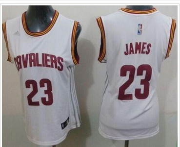 Women Cavaliers #23 LeBron James White Home Stitched NBA Jersey
